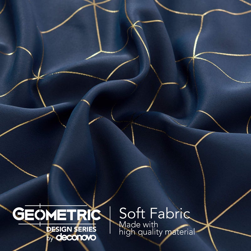 Deconovo Grommet Blackout Curtains, Room Darkening Gold Diamond Drapes, 2 Panels, Navy Blue, 52W x 84L Inch, for Bedroom and Living Room - Image 5